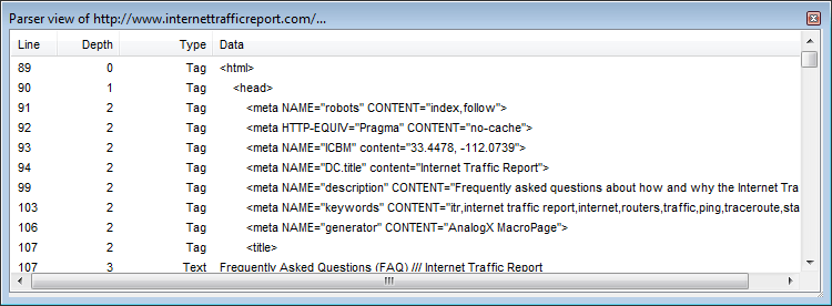 LinkExaminer Parser View